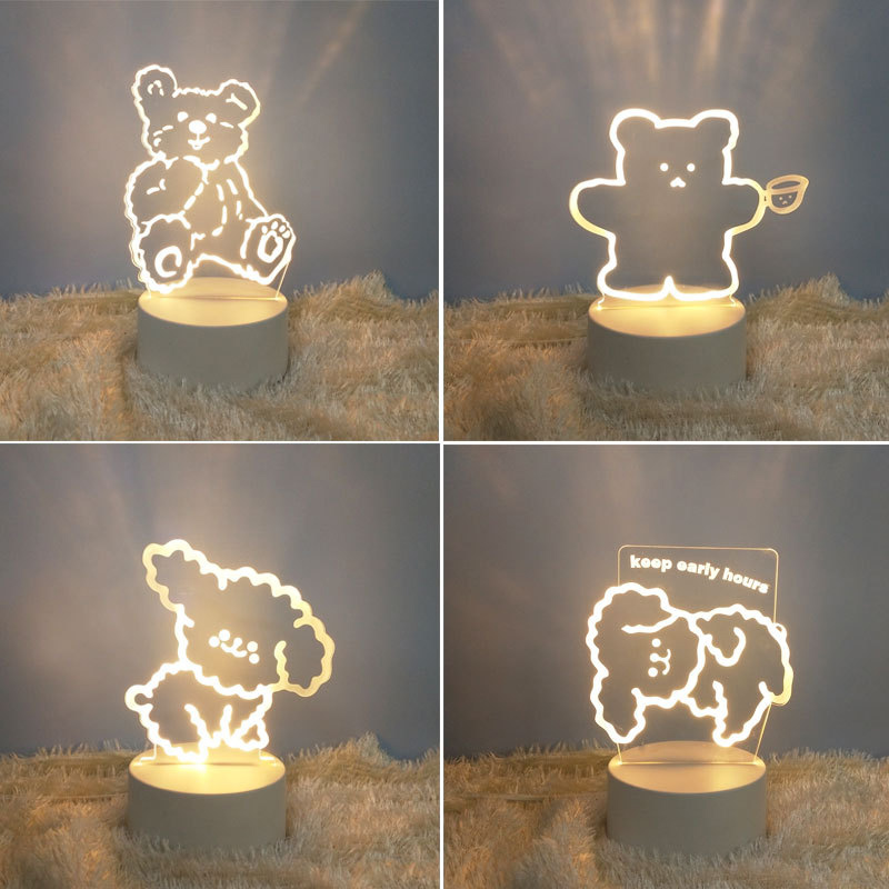 MDNL0049-Led 3D милый ночник с маленьким медведем